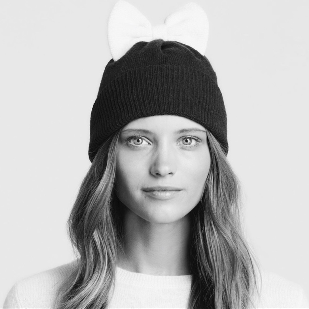 Kate Spade colorblock bow cuff beanie